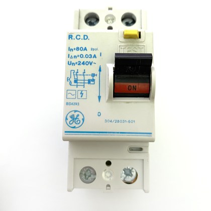 GE General Electric 304/28031-601 80A 80 Amp 30mA RCD 2 Double Pole Circuit Breaker